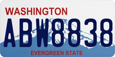 WA license plate ABW8838