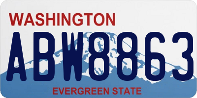 WA license plate ABW8863