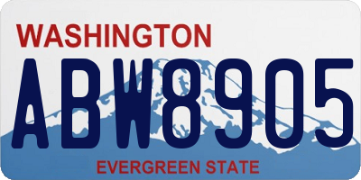 WA license plate ABW8905