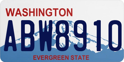 WA license plate ABW8910