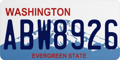 WA license plate ABW8926