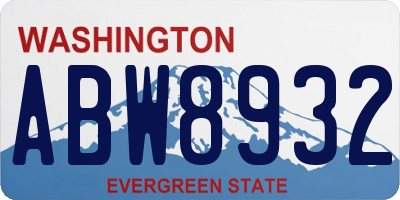 WA license plate ABW8932
