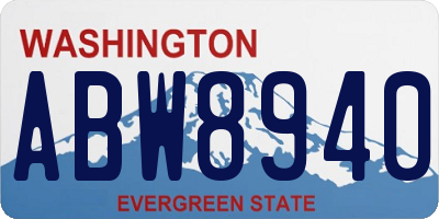 WA license plate ABW8940