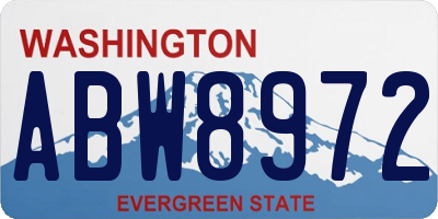 WA license plate ABW8972