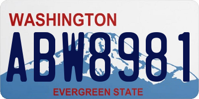 WA license plate ABW8981