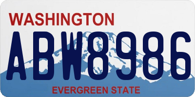 WA license plate ABW8986