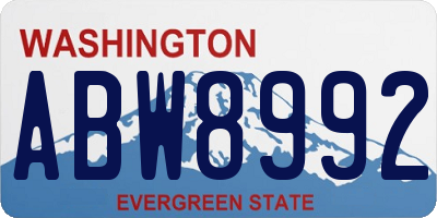 WA license plate ABW8992