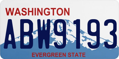 WA license plate ABW9193