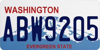 WA license plate ABW9205