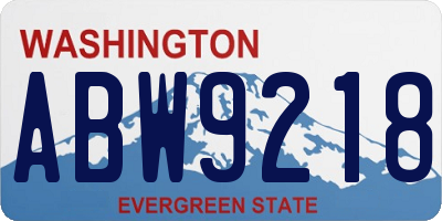 WA license plate ABW9218