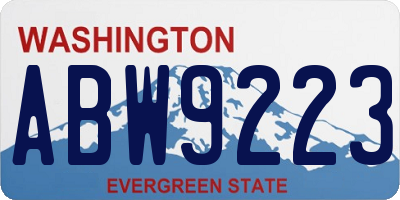 WA license plate ABW9223