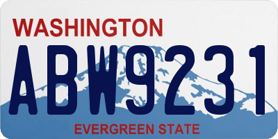 WA license plate ABW9231