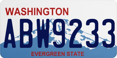 WA license plate ABW9233