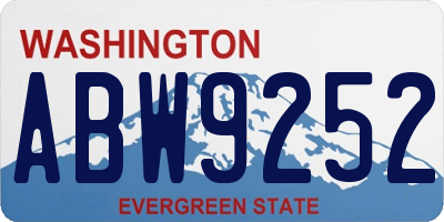 WA license plate ABW9252