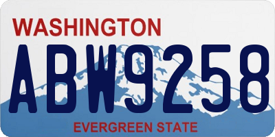 WA license plate ABW9258