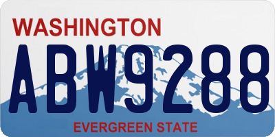 WA license plate ABW9288