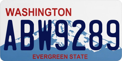 WA license plate ABW9289