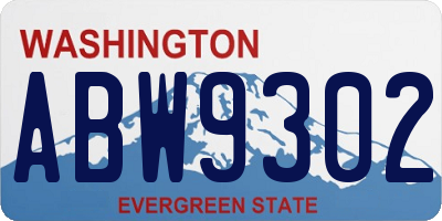 WA license plate ABW9302