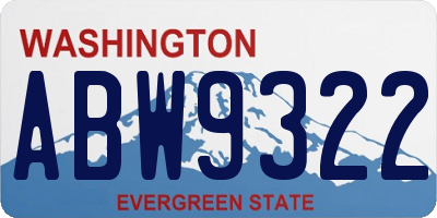 WA license plate ABW9322
