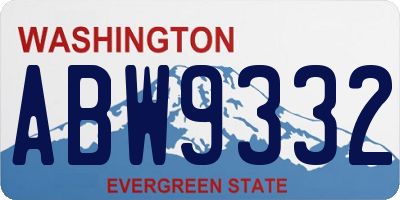 WA license plate ABW9332