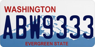 WA license plate ABW9333