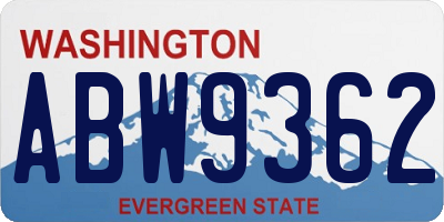 WA license plate ABW9362