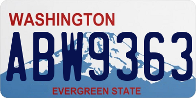 WA license plate ABW9363