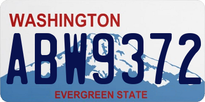 WA license plate ABW9372