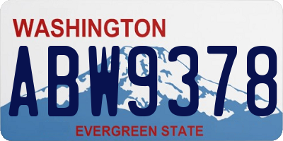 WA license plate ABW9378
