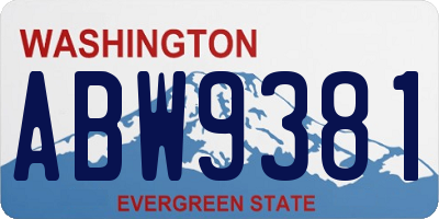 WA license plate ABW9381