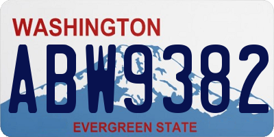 WA license plate ABW9382