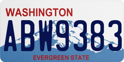 WA license plate ABW9383