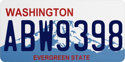WA license plate ABW9398
