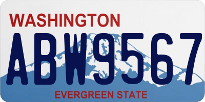 WA license plate ABW9567