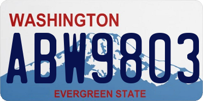 WA license plate ABW9803