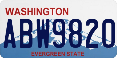 WA license plate ABW9820