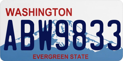 WA license plate ABW9833