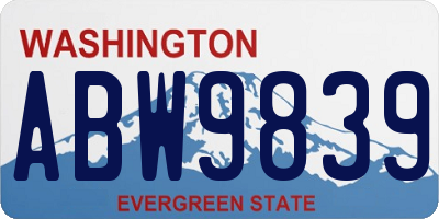 WA license plate ABW9839