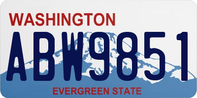 WA license plate ABW9851