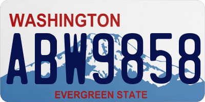 WA license plate ABW9858