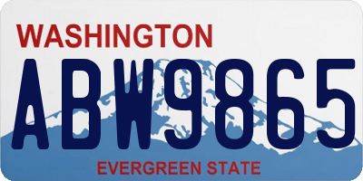 WA license plate ABW9865