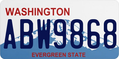 WA license plate ABW9868
