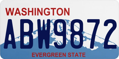 WA license plate ABW9872