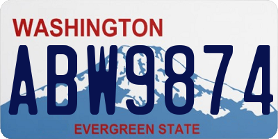 WA license plate ABW9874