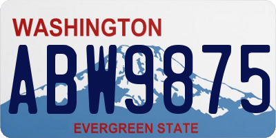 WA license plate ABW9875
