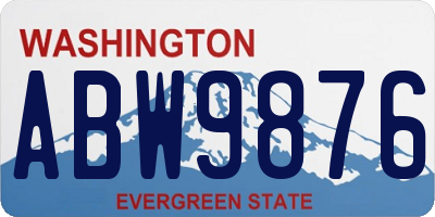 WA license plate ABW9876