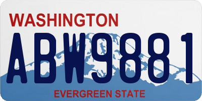 WA license plate ABW9881