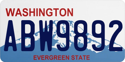 WA license plate ABW9892