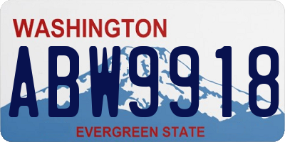 WA license plate ABW9918