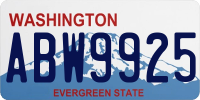 WA license plate ABW9925